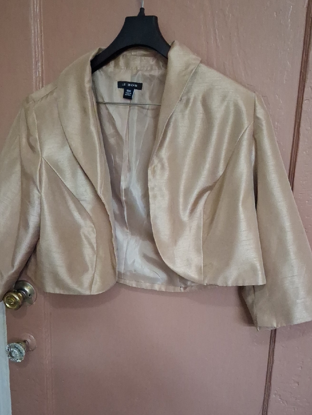 Women's Champagne Cropped Satin Jacket